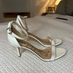 Sam Edelman White Ankle Sandal Heels Size 7.5